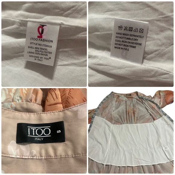 I TOO Italy Elegant Floral Long Sleeve Button Down Dress Size Small - Picture 16 of 16